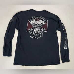 Custom Riders Motorcycle Group Medellin Graphic T-shirt Men Large Black